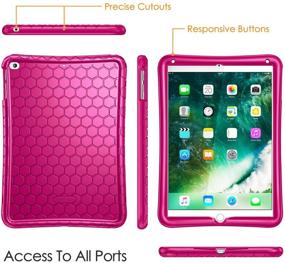 img 3 attached to 📱 Fintie Case for iPad 9.7 2018 2017 / iPad Air 2 / iPad Air in Magenta - Honey Comb Series: Kid-friendly, Lightweight, Shockproof Silicone Protective Cover for iPad 6th / 5th Gen