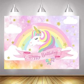 img 1 attached to 🦄 Mehofoto Unicorn Birthday Backdrop: Vibrant Pink Rainbow Clouds for Enchanting Unicorn Theme Birthday Party - 7x5ft Vinyl Photography Background