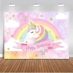 img 4 attached to 🦄 Mehofoto Unicorn Birthday Backdrop: Vibrant Pink Rainbow Clouds for Enchanting Unicorn Theme Birthday Party - 7x5ft Vinyl Photography Background