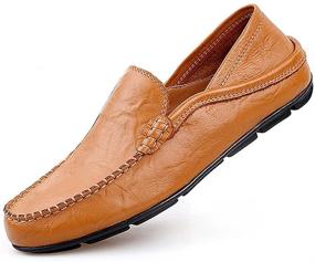 img 4 attached to 👞 Premium Genuine Leather Loafers: Breathable and Stylish Slippers for Ultimate Comfort