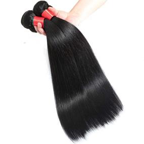 img 3 attached to 💇 Lizourey волосы Brazilian Straight Hair Bundle - непереработанный волос Вирджинский человек, натуральный черный цвет (24 дюйма, 100+/-5г) - можно красить и отбеливать