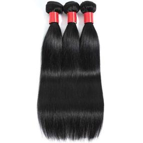 img 2 attached to 💇 Lizourey волосы Brazilian Straight Hair Bundle - непереработанный волос Вирджинский человек, натуральный черный цвет (24 дюйма, 100+/-5г) - можно красить и отбеливать