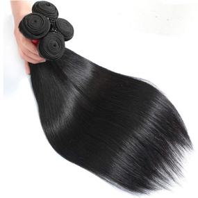 img 1 attached to 💇 Lizourey волосы Brazilian Straight Hair Bundle - непереработанный волос Вирджинский человек, натуральный черный цвет (24 дюйма, 100+/-5г) - можно красить и отбеливать