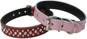 img 3 attached to Genuine Leather Padded Rhinestone Dog Collars with Bling - Customizable Crystal Dog Collar for Small to Medium Dogs - Dogs Kingdom (14.5"-20")