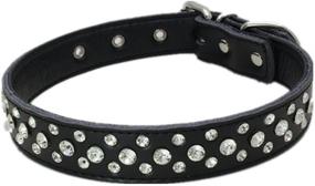 img 4 attached to Genuine Leather Padded Rhinestone Dog Collars with Bling - Customizable Crystal Dog Collar for Small to Medium Dogs - Dogs Kingdom (14.5"-20")