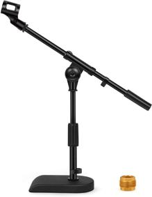 img 4 attached to 🎙️ InnoGear Adjustable Desk Microphone Stand: Ideal for Blue Yeti, Blue Snowball, Kick Drums, and Guitar Amps – Weighted Base, Soft Grip Twist Clutch, Boom Arm, 3/8" & 5/8" Threaded Mounts