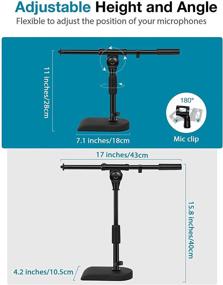 img 3 attached to 🎙️ InnoGear Adjustable Desk Microphone Stand: Ideal for Blue Yeti, Blue Snowball, Kick Drums, and Guitar Amps – Weighted Base, Soft Grip Twist Clutch, Boom Arm, 3/8" & 5/8" Threaded Mounts