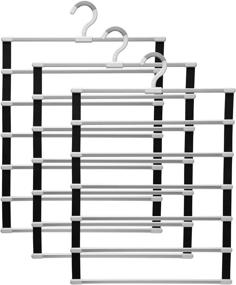 img 4 attached to 👖 IMHO Pants Hangers Closet Rack - 6 Layer Non-Slip Foam Space Saver for Clothes Slacks - Wardrobe Storage Organizer (3pcs)