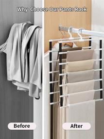 img 2 attached to 👖 IMHO Pants Hangers Closet Rack - 6 Layer Non-Slip Foam Space Saver for Clothes Slacks - Wardrobe Storage Organizer (3pcs)