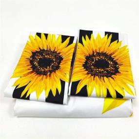 img 3 attached to 🌻 Sunflower Bedding Set Twin Size, Black and White Striped Flower Duvet Cover Set by AILONEN - Yellow Flower Bed Cover Set with Superior Printed Stripes - Includes Comforter Cover, Pillow Case - Made with Microfiber Fabric (No Comforter Included)