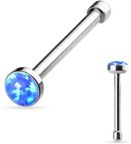 img 2 attached to 💎 Shimmer and Style: Set of 4 Opal Flat Top Surgical Steel Nose Studs