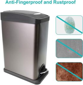 img 3 attached to 🗑️ CTETC Slim Dark Bronze Stainless Steel Trash Can with Lid - 2.1Gal/8L, Soft Close & Removable Inner Wastebasket - Ideal for Bathroom, Bedroom, & Office
