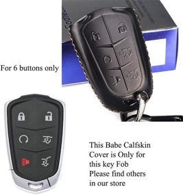 img 3 attached to 🔑 Cadtealir Calfskin Genuine Leather Cadillac Escalade Key Fob Cover - 6 Button Black Holder (2015-2018)