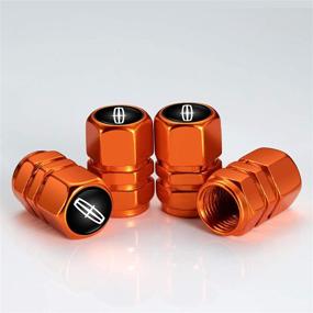 img 2 attached to Car Wheel Tire Valve Stem Caps Logo Valve Cap Modeling Accessories Suit For Lincoln MKC Nautilus Aviator Navigator MKZ Continental (4PCS Orange)