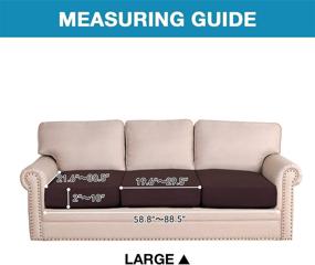 img 3 attached to 🛋️ Soft Flexibility! Sofa Seat Cushion Covers - High Stretch, Furniture Protector with Elastic Bottom - 3pcs Brown Slipcover Set