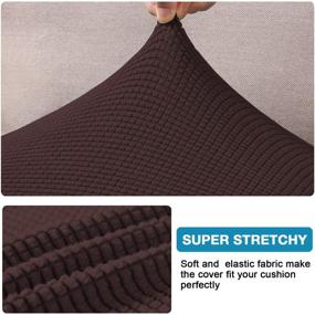 img 1 attached to 🛋️ Soft Flexibility! Sofa Seat Cushion Covers - High Stretch, Furniture Protector with Elastic Bottom - 3pcs Brown Slipcover Set