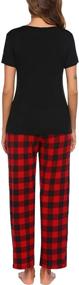 img 1 attached to 👚 Hotouch Women's Short Sleeve Pajama Set: Cute Plaid 2-Piece PJ Set