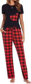 img 3 attached to 👚 Hotouch Women's Short Sleeve Pajama Set: Cute Plaid 2-Piece PJ Set