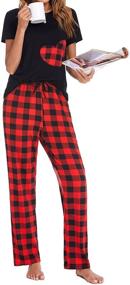 img 2 attached to 👚 Hotouch Women's Short Sleeve Pajama Set: Cute Plaid 2-Piece PJ Set