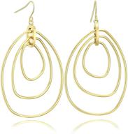 stylish gold dangle earrings for women: lightweight geometric thin wire drop dangles - perfect gift idea for girls logo