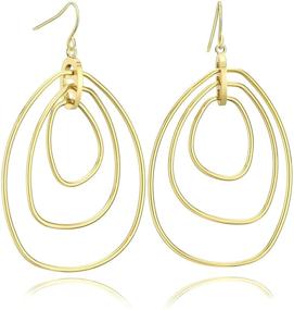 img 4 attached to Stylish Gold Dangle Earrings for Women: Lightweight Geometric Thin Wire Drop Dangles - Perfect Gift Idea for Girls