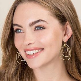 img 2 attached to Stylish Gold Dangle Earrings for Women: Lightweight Geometric Thin Wire Drop Dangles - Perfect Gift Idea for Girls