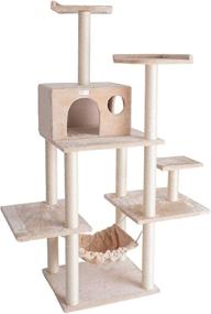 img 3 attached to 🌴 GleePet GP78680621 Cat Tree with Hammock, Beige Eco-Friendly 68-Inch Design