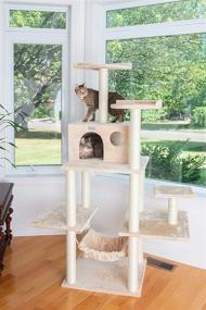 img 2 attached to 🌴 GleePet GP78680621 Cat Tree with Hammock, Beige Eco-Friendly 68-Inch Design