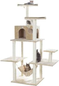 img 4 attached to 🌴 GleePet GP78680621 Cat Tree with Hammock, Beige Eco-Friendly 68-Inch Design