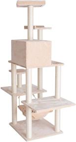 img 1 attached to 🌴 GleePet GP78680621 Cat Tree with Hammock, Beige Eco-Friendly 68-Inch Design