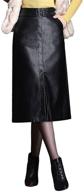 👗 ebossy women's high waisted split slit hem a-line faux leather midi skirt: embrace sophisticated style logo