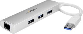 img 4 attached to StarTech.com 3-Port USB 3.0 Hub with Gigabit Ethernet - High-Speed Portable USB Expander with Built-in Cable - Up to 5Gbps