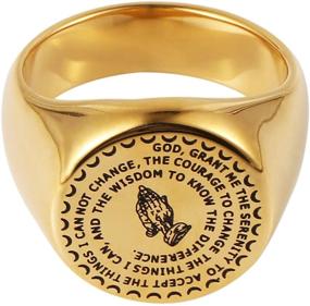 img 2 attached to Silver/Gold Stainless Steel Christian Jewelry - Bible Verse Prayer Rings with Praying Hands Bands by HZMAN