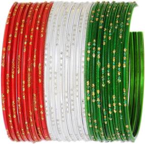 img 4 attached to JDZ COLLECTION Bangles Traditional Tricolor