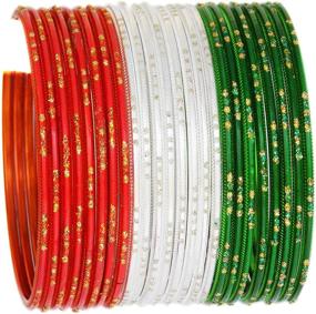 img 1 attached to JDZ COLLECTION Bangles Traditional Tricolor