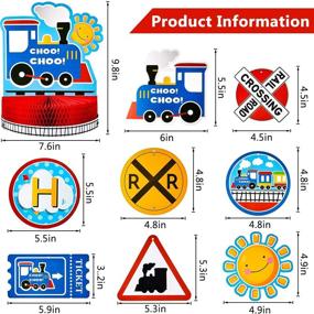 img 3 attached to Набор премиум-декораций для дня рождения на тему поезда: центральный элемент-соты с поездом, яркий праздничный баннер, 6 подвесных украшений-спиралей с поездами - идеально подходит для вечера дня рождения на тему поезда и вечера в честь рождения ребенка!
