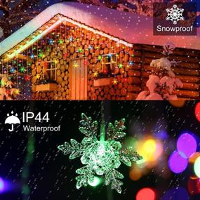 img 2 attached to 🎄 400LED 33FT Christmas Snowflake Icicle Lights with 80 Drops for Indoor/Outdoor Xmas Decor - Waterproof Connectable Fairy Dripping Lights in 9 Modes, Remote Control & Timer - Warm White to Multicolor