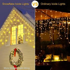 img 3 attached to 🎄 400LED 33FT Christmas Snowflake Icicle Lights with 80 Drops for Indoor/Outdoor Xmas Decor - Waterproof Connectable Fairy Dripping Lights in 9 Modes, Remote Control & Timer - Warm White to Multicolor