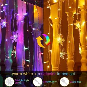 img 1 attached to 🎄 400LED 33FT Christmas Snowflake Icicle Lights with 80 Drops for Indoor/Outdoor Xmas Decor - Waterproof Connectable Fairy Dripping Lights in 9 Modes, Remote Control & Timer - Warm White to Multicolor