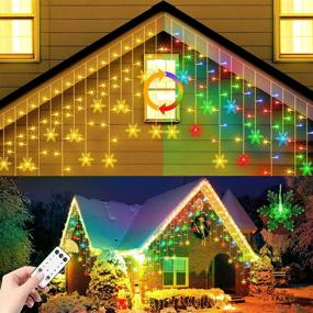 img 4 attached to 🎄 400LED 33FT Christmas Snowflake Icicle Lights with 80 Drops for Indoor/Outdoor Xmas Decor - Waterproof Connectable Fairy Dripping Lights in 9 Modes, Remote Control & Timer - Warm White to Multicolor