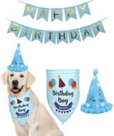 🐾 pawsome celebrations: yosbabe dog birthday decorations kit – dress up your pooch with bandana, cone hat and banners! логотип