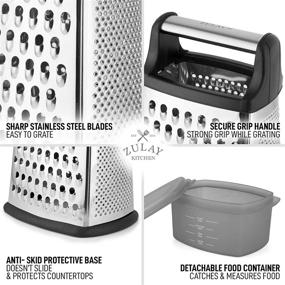 img 1 attached to 🧀 Zulay 4-Sided Cheese Grater With Container - Premium Stainless Steel Box Cheese Grater - Handle & Removable Storage Box - Multi-Purpose Box Grater For Parmesan, Vegetables, Ginger, Chocolate & More