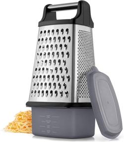 img 4 attached to 🧀 Zulay 4-Sided Cheese Grater With Container - Premium Stainless Steel Box Cheese Grater - Handle & Removable Storage Box - Multi-Purpose Box Grater For Parmesan, Vegetables, Ginger, Chocolate & More