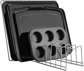 img 3 attached to Stainless Steel Pot Lid Organizer & Kitchen Storage Solution for 🍽️ Cabinets - Plate Rack Holder, Bakeware, Pots & Pans, Cutting Boards, and More!