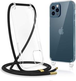 img 4 attached to 📱 Caka Clear Case for iPhone 12 Pro Max: Crossbody Strap, Shockproof Design, Adjustable Neck Lanyard, 6.7 inches - Clear