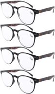 👓 eyekepper 4-pack round full coverage ultrathin flex frame reading glasses: black frame & tortoise arms logo