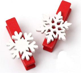 img 4 attached to Ilauke 50Pcs Christmas Wooden Mini Snowflake 🎄 Clothespins for Festive Crafts & Cards (1.38 Inch)