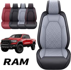 img 4 attached to Aierxuan Dodge Ram Front Seat Covers Custom Fit 2009-2021 1500 2500 3500 Pickup Truck Crew Double Quad Regular Cab Waterproof Leather Cushions(2 PCS Front