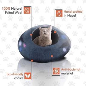 img 2 attached to 🐱 Juccini Eco-Friendly Wool Cat Cave Bed - 100% Natural Wool Felted Cave for Cats and Kittens - Premium, Personal Space for Indoor Cats