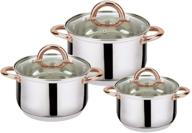 🍳 high-quality 6-piece stainless steel casserole set by j&v textiles: complete with pots and lids logo